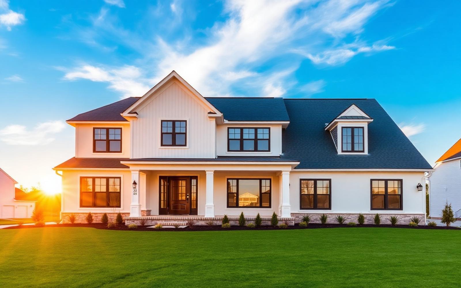 Custom new-construction home in Lynchburg and Central Virginia at golden hour